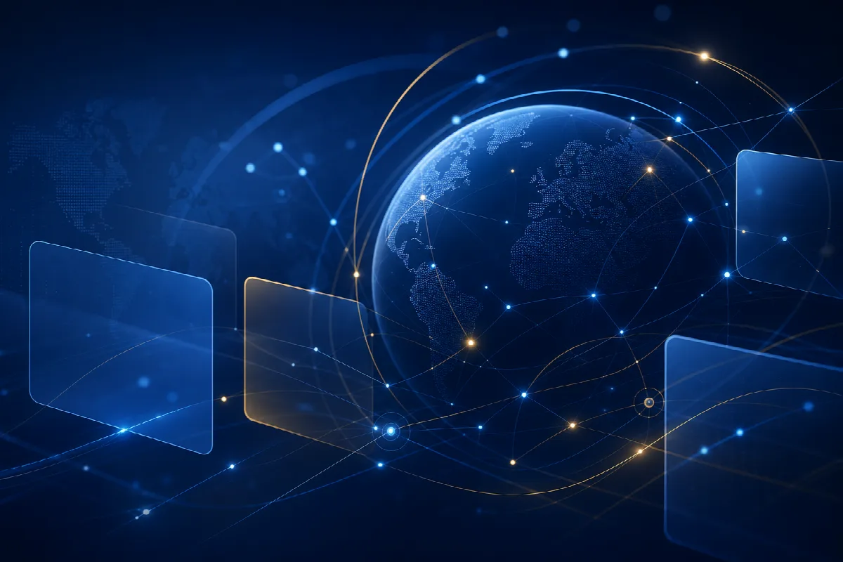 Abstract global stakeholder network graphic